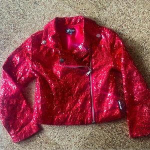 Girls Red Sequin Jacket size 4/5 (xs)
